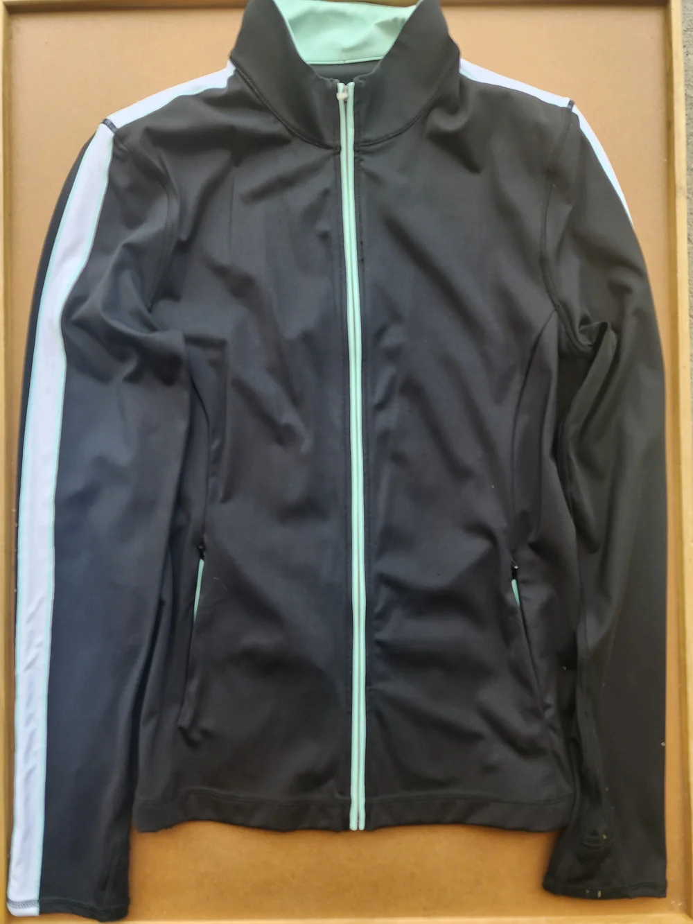 Adair Active Jules Track Jacket Women's Small Black Teal Mint Full Zip Athletic